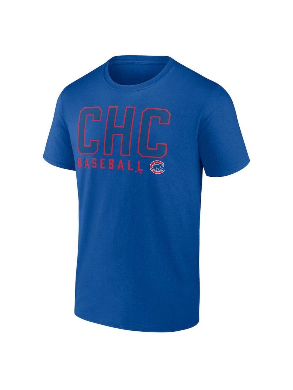 NWT Men's Fanatics Royal/White Chicago Cubs Baseball T-Shirt sz Lg